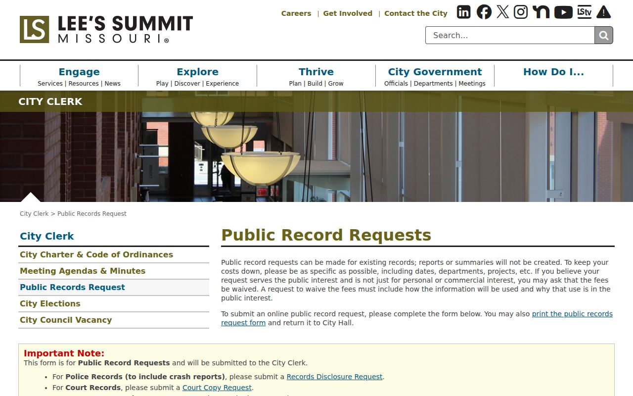 Lee's Summit resident-records City Clerk public-records request