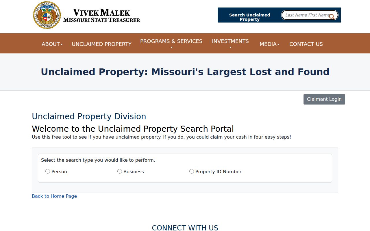 Lee's Summit resident-records Missouri unclaimed-property search