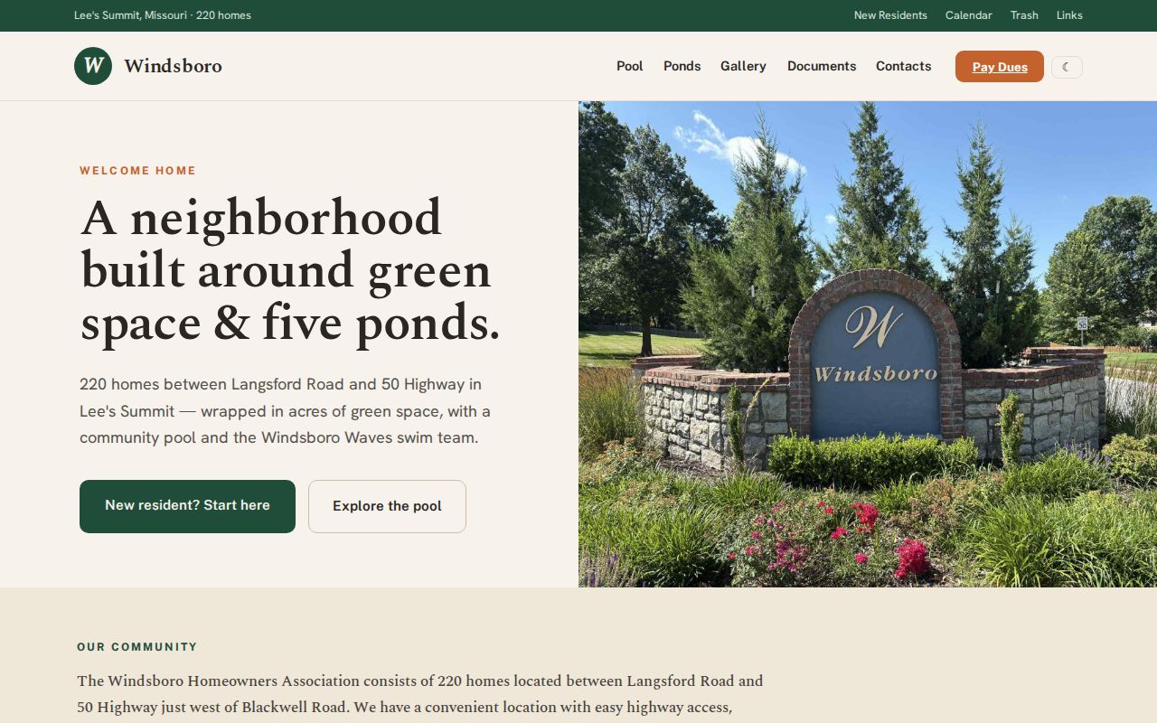Lee's Summit neighbors local HOA community information page